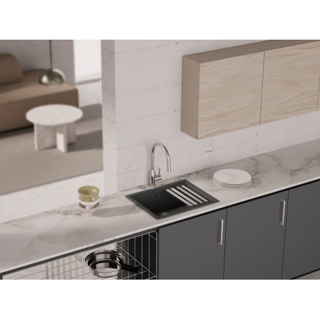 Kuchyňský dřez Schock Kiruna N-100L AllBlack Night, spodní montáž