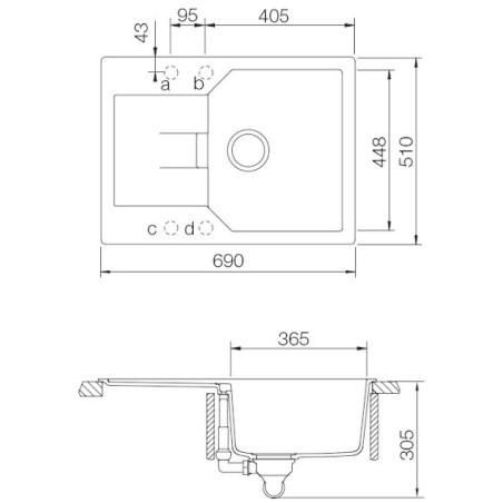 Kuchyňský dřez Schock Manhattan D-100S Onyx, horní montáž