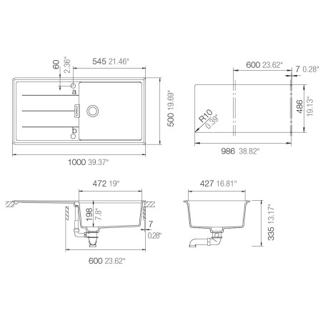 Kuchyňský dřez Schock Tia D-100L Polaris, horní montáž