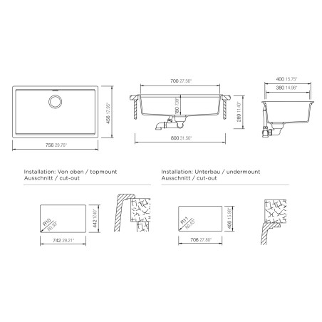 Kuchyňský dřez Schock Kiruna N-100XL Dusk, horní montáž
