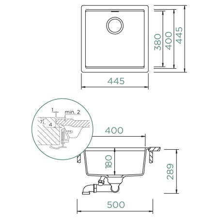 Kuchyňský dřez Schock Kiruna N-100 Twilight, montáž do roviny