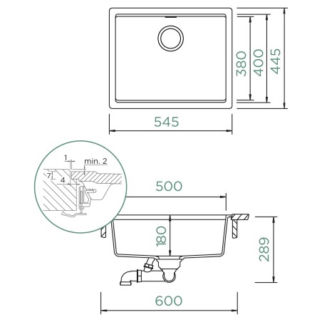 Kuchyňský dřez Schock Kiruna N-100L Day, montáž do roviny