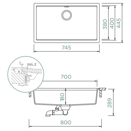 Kuchyňský dřez Schock Kiruna N-100XL Twilight, montáž do roviny
