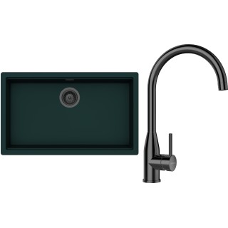 Set Schock S29-5 (dřez Kiruna N-100XL Ivy + baterie Kavus Gunmetal + komponenty Gunmetal)