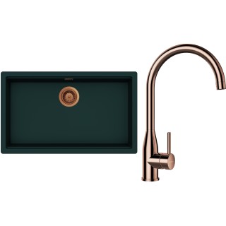 Set Schock S29-4 (dřez Kiruna N-100XL Ivy + baterie Kavus Měď + komponenty Měď)