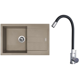 Set Sinks G22954 (dřez Amanda 780 Truffle 54 + baterie Elasta Nerez/Černá)