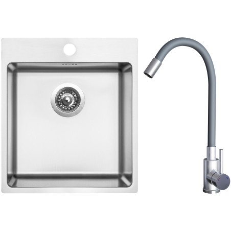 Set Sinks N157 (dřez Blocker 450 V 1 mm, kartáčovaný + baterie Elasta Nerez/Šedá) Set Sinks N157 (dřez Blocker 450 V 1 mm, kartáčovaný + baterie Elasta Nerez/Šedá)