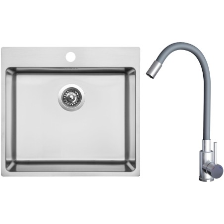 Set Sinks N159 (dřez Blocker 550 V 1 mm, kartáčovaný + baterie Elasta Nerez/Šedá) Set Sinks N159 (dřez Blocker 550 V 1 mm, kartáčovaný + baterie Elasta Nerez/Šedá)