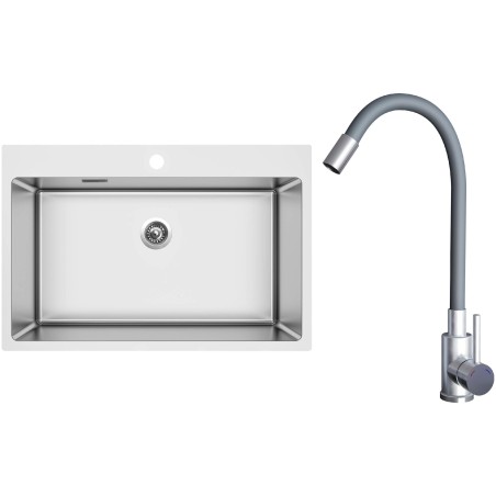 Set Sinks N161 (dřez Blocker 760 V 1mm, kartáčovaný + baterie Elasta Nerez/Šedá) Set Sinks N161 (dřez Blocker 760 V 1mm, kartáčovaný + baterie Elasta Nerez/Šedá)