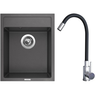 Set Sinks G21426 (dřez Classic 400 Pureblack 26 + baterie Elasta Nerez/Černá)