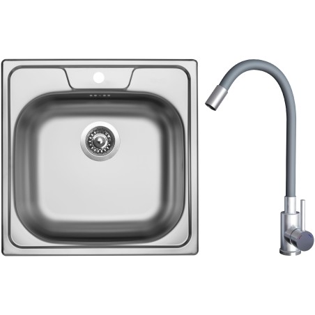 Set Sinks N111 (dřez Classic 480 V 0,5 mm, matný + baterie Elasta Nerez/Šedá) Set Sinks N111 (dřez Classic 480 V 0,5 mm, matný + baterie Elasta Nerez/Šedá)