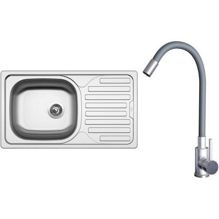 Set Sinks N129 (dřez Classic 760 V 0,5 mm, matný + baterie Elasta Nerez/Šedá) Set Sinks N129 (dřez Classic 760 V 0,5 mm, matný + baterie Elasta Nerez/Šedá)