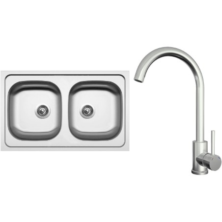 Set Sinks N154 (dřez Classic 800 DUO 0,6 mm, matný + baterie Arco Celonerezová) Set Sinks N154 (dřez Classic 800 DUO 0,6 mm, matný + baterie Arco Celonerezová)
