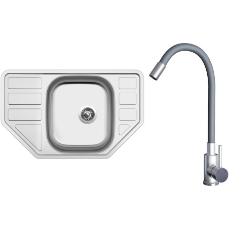 Set Sinks N155 (dřez Corno 770 0,6 mm, matný + baterie Elasta Nerez/Šedá) Set Sinks N155 (dřez Corno 770 0,6 mm, matný + baterie Elasta Nerez/Šedá)