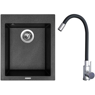 Set Sinks G22674 (dřez Cube 410 Metalblack 74 + baterie Elasta Nerez/Černá)