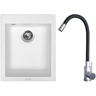 Set Sinks G22628 (dřez Cube 410 Milk 28 + baterie Elasta Nerez/Černá)