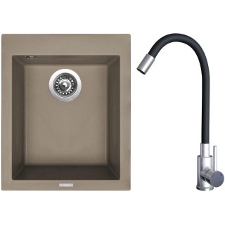 Set Sinks G22654 (dřez Cube 410 Truffle 54 + baterie Elasta Nerez/Černá)