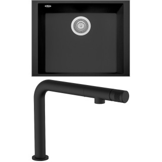 Set Sinks G263N6 (dřez Cube 490U Nanoblack N6 + baterie Comforta Nanoblack N6)