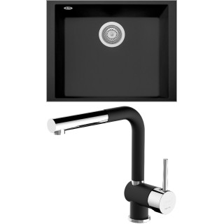 Set Sinks G261N6 (dřez Cube 490U Nanoblack N6 + baterie Mix 3 P Nanoblack N6)