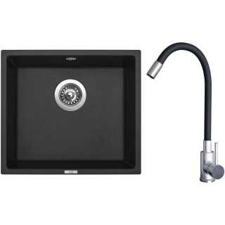 Set Sinks G21326 (dřez Frame 457 Pureblack 26 + baterie Elasta Nerez/Černá)