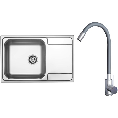 Set Sinks N137 (dřez Grand 790 V 0,7mm, matný + baterie Elasta Nerez/Šedá) Set Sinks N137 (dřez Grand 790 V 0,7mm, matný + baterie Elasta Nerez/Šedá)