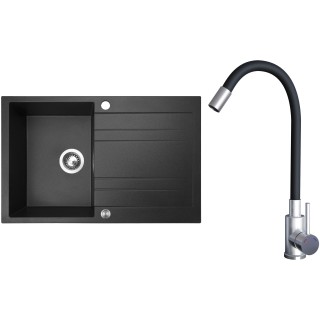 Set Sinks G21130XC (dřez Grande 800 XC Granblack 30 + baterie Elasta Nerez/Černá)