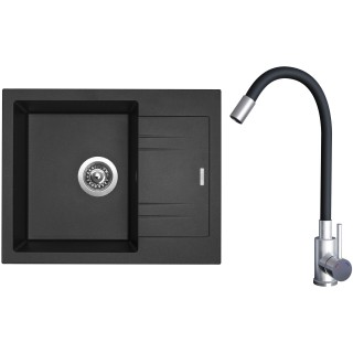 Set Sinks G20374 (dřez Linea 600 Metalblack 74 + baterie Elasta Nerez/Černá)