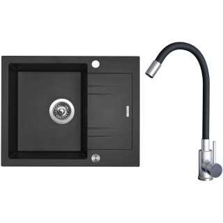 Set Sinks G20374XC (dřez Linea 600 XC Metalblack 74 + baterie Elasta Nerez/Černá)