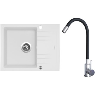 Set Sinks G20328XC (dřez Linea 600 XC Milk 28 + baterie Elasta Nerez/Černá)