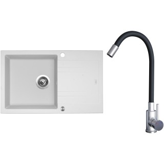 Set Sinks G20728XC (dřez Linea 780 XC Milk 28 + baterie Elasta Nerez/Černá)