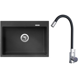 Set Sinks G21674 (dřez Maximo 680 Metalblack 74 + baterie Elasta Nerez/Černá)