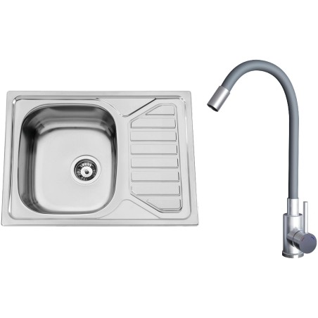 Set Sinks N125 (dřez Okio 650 V 0,6 mm matný + baterie Elasta Nerez/Šedá) Set Sinks N125 (dřez Okio 650 V 0,6 mm matný + baterie Elasta Nerez/Šedá)