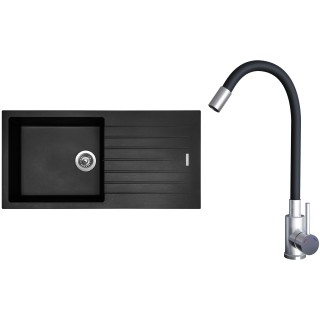 Set Sinks G22326 (dřez Perfecto 1000 Pureblack 26 + baterie Elasta Nerez/Černá)