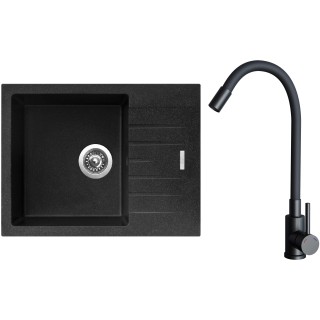 Set Sinks G24530 (dřez Perfecto 650 Granblack 30 + baterie Elasta Černá matná)