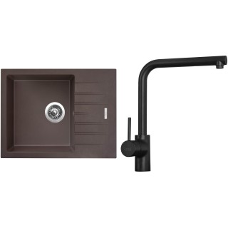 Set Sinks G11193 (dřez Perfecto 650 Marone 93 + baterie Elka Černá matná)