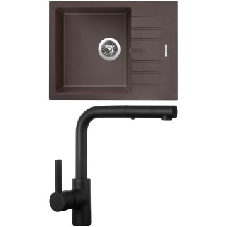 Set Sinks G24993 (dřez Perfecto 650 Marone 93 + baterie Enigma S Černá matná)