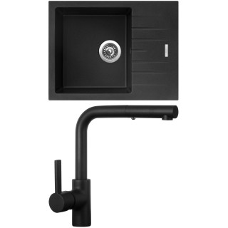 Set Sinks G24974 (dřez Perfecto 650 Metalblack 74 + baterie Enigma S Černá matná)