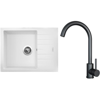 Set Sinks G24428 (dřez Perfecto 650 Milk 28 + baterie Arco Černá matná)