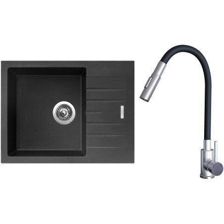 Set Sinks G24726 (dřez Perfecto 650 Pureblack 26 + baterie Elasta S Nerez/Černá) Set Sinks G24726 (dřez Perfecto 650 Pureblack 26 + baterie Elasta S Nerez/Černá)