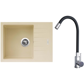 Set Sinks G21850 (dřez Perfecto 650 Sahara 50 + baterie Elasta Nerez/Černá)