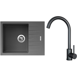 Set Sinks G24472 (dřez Perfecto 650 Titanium 72 + baterie Arco Černá matná)