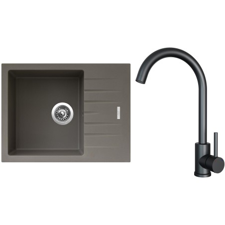 Set Sinks G24454 (dřez Perfecto 650 Truffle 54 + baterie Arco Černá matná) Set Sinks G24454 (dřez Perfecto 650 Truffle 54 + baterie Arco Černá matná)