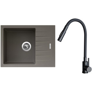 Set Sinks G24854 (dřez Perfecto 650 Truffle 54 + baterie Elasta S Černá matná)