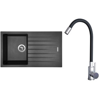 Set Sinks G22174 (dřez Perfecto 860 Metalblack 74 + baterie Elasta Nerez/Černá)