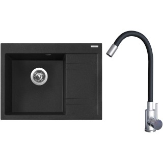 Set Sinks G20430 (dřez Rim 650 L Granblack 30 levý + baterie Elasta Nerez/Černá)