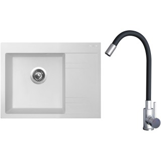 Set Sinks G20428 (dřez Rim 650 L Milk 28 levý + baterie Elasta Nerez/Černá)