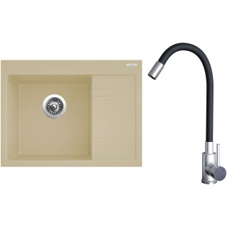 Set Sinks G20450 (dřez Rim 650 L Sahara 50 levý + baterie Elasta Nerez/Černá)