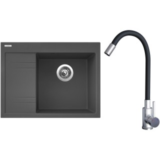 Set Sinks G20572 (dřez Rim 650 P Titanium 72 pravý + baterie Elasta Nerez/Černá)