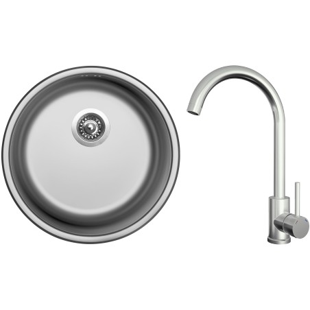 Set Sinks N118 (dřez Round 450 V 0,6 mm, matný + baterie Arco Celonerezová) Set Sinks N118 (dřez Round 450 V 0,6 mm, matný + baterie Arco Celonerezová)