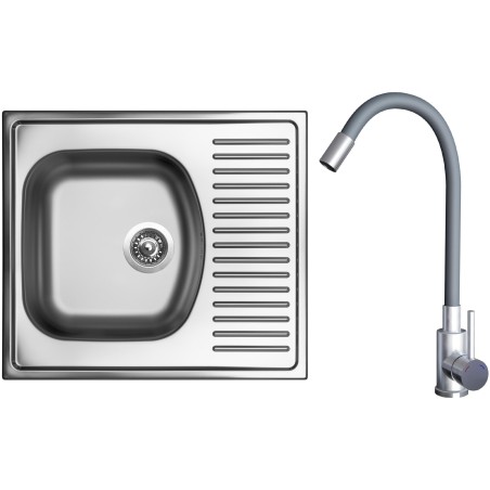 Set Sinks N121 (dřez Short 580 V 0,5 mm, matný + baterie Elasta Nerez/Šedá) Set Sinks N121 (dřez Short 580 V 0,5 mm, matný + baterie Elasta Nerez/Šedá)